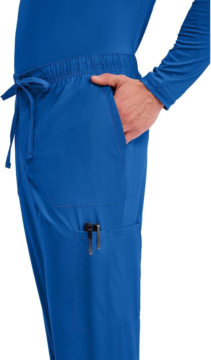 imageCherokee Scrubs for Men Tapered Leg Cargo Scrub Pants with Zip Fly 5 Pockets Elastic Waist 2Way Stretch amp Easy Care WW190Royal