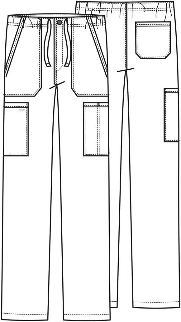 imageCherokee Scrubs for Men Tapered Leg Cargo Scrub Pants with Zip Fly 5 Pockets Elastic Waist 2Way Stretch amp Easy Care WW190White