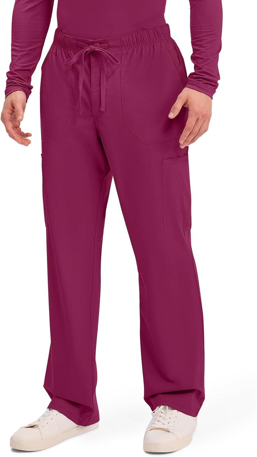 imageCherokee Scrubs for Men Tapered Leg Cargo Scrub Pants with Zip Fly 5 Pockets Elastic Waist 2Way Stretch amp Easy Care WW190Wine