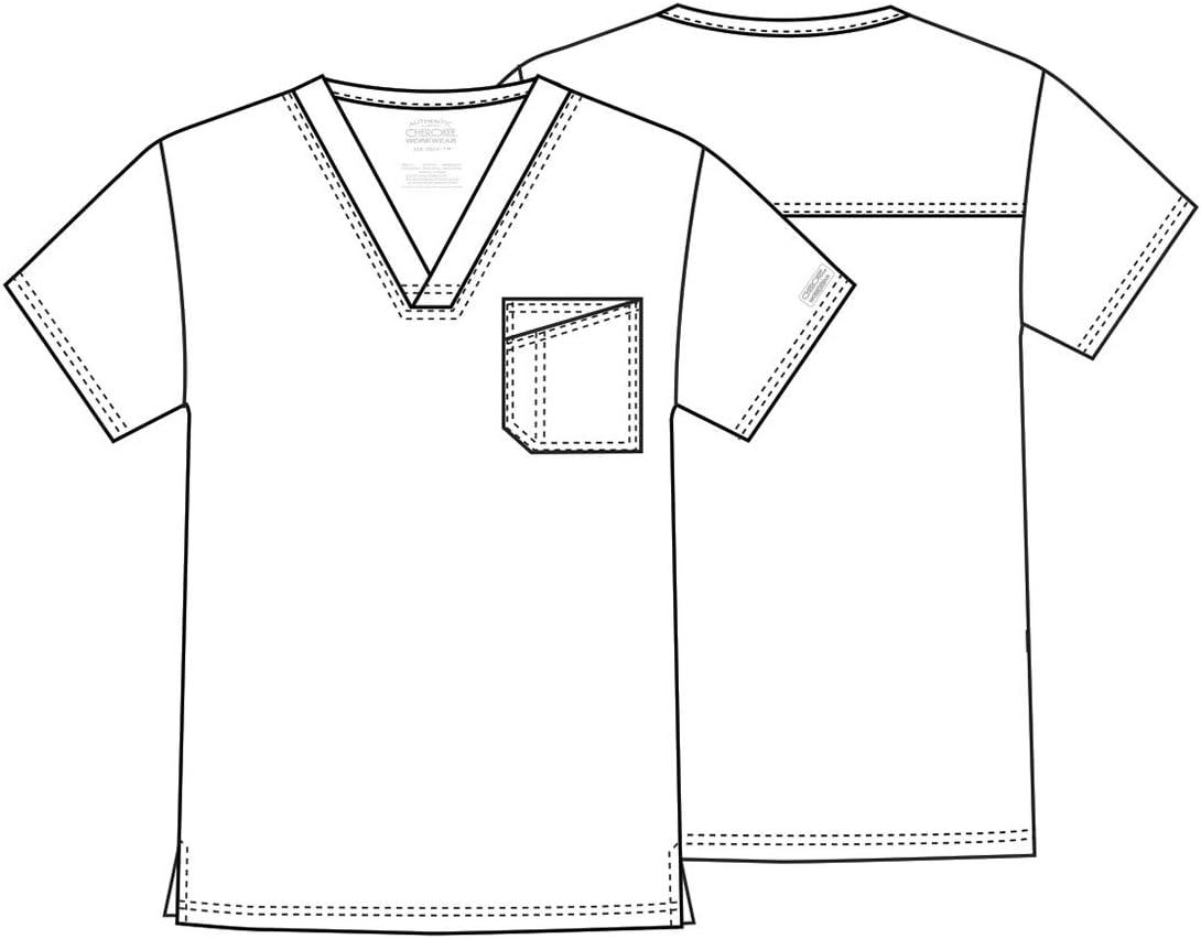 imageCherokee Scrubs for Men Tuckable VNeck Nursing Scrub Top with Chest Pocket Side Vents amp 2Way Stretch Fabric 4743Hunter