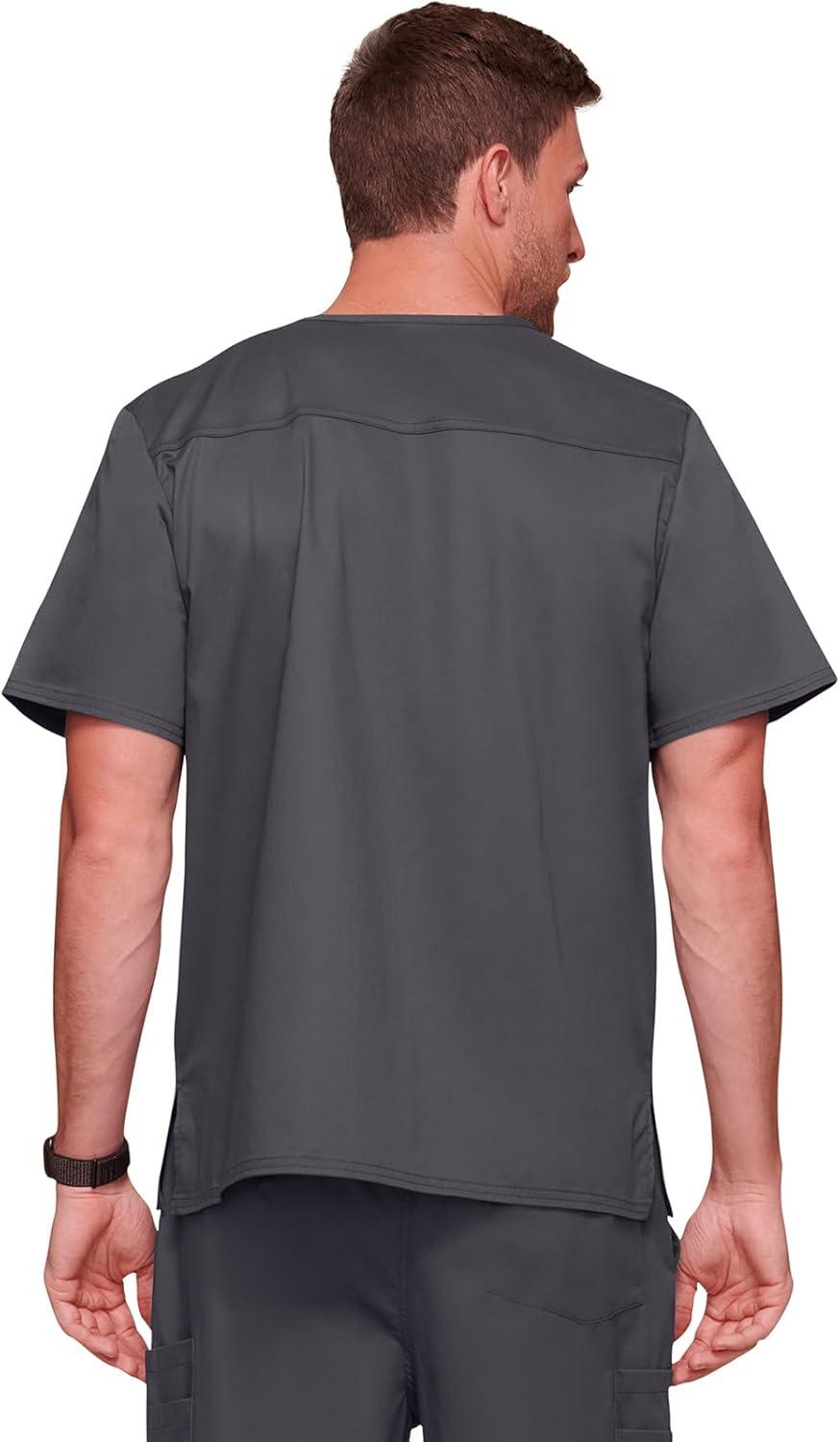 imageCherokee Scrubs for Men Tuckable VNeck Nursing Scrub Top with Chest Pocket Side Vents amp 2Way Stretch Fabric 4743Pewter