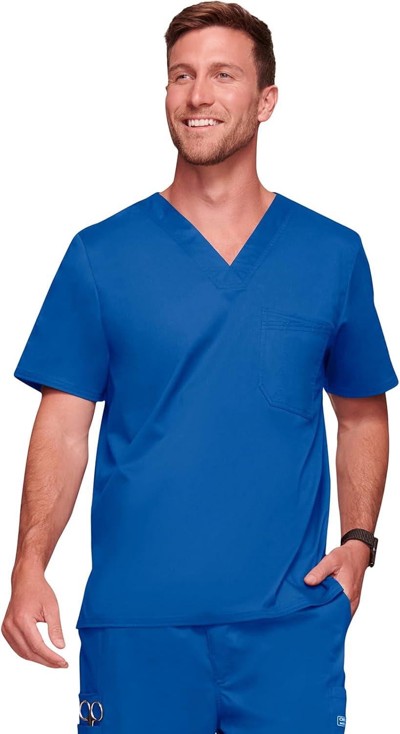 imageCherokee Scrubs for Men Tuckable VNeck Nursing Scrub Top with Chest Pocket Side Vents amp 2Way Stretch Fabric 4743Royal