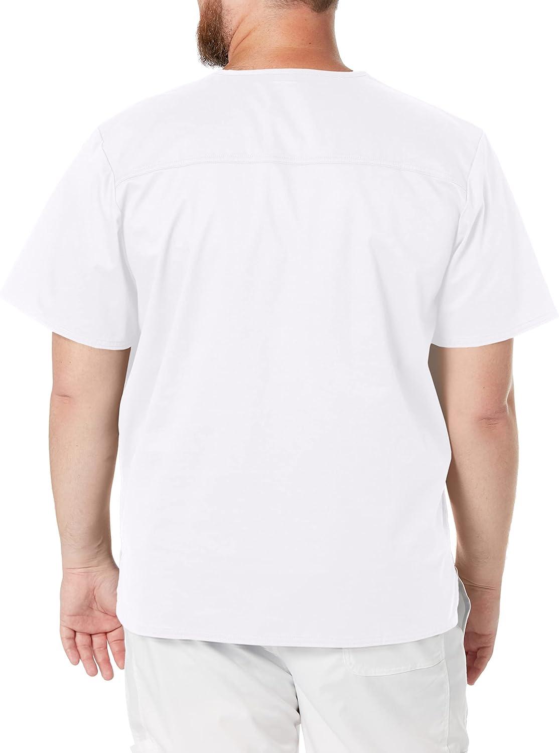 imageCherokee Scrubs for Men Tuckable VNeck Nursing Scrub Top with Chest Pocket Side Vents amp 2Way Stretch Fabric 4743White