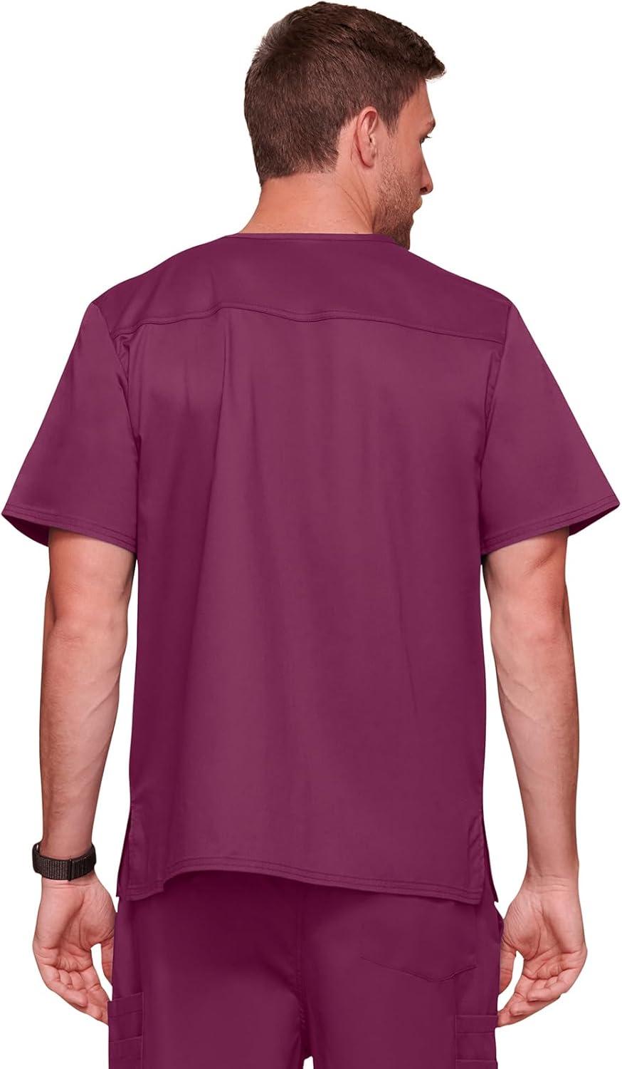 imageCherokee Scrubs for Men Tuckable VNeck Nursing Scrub Top with Chest Pocket Side Vents amp 2Way Stretch Fabric 4743Wine