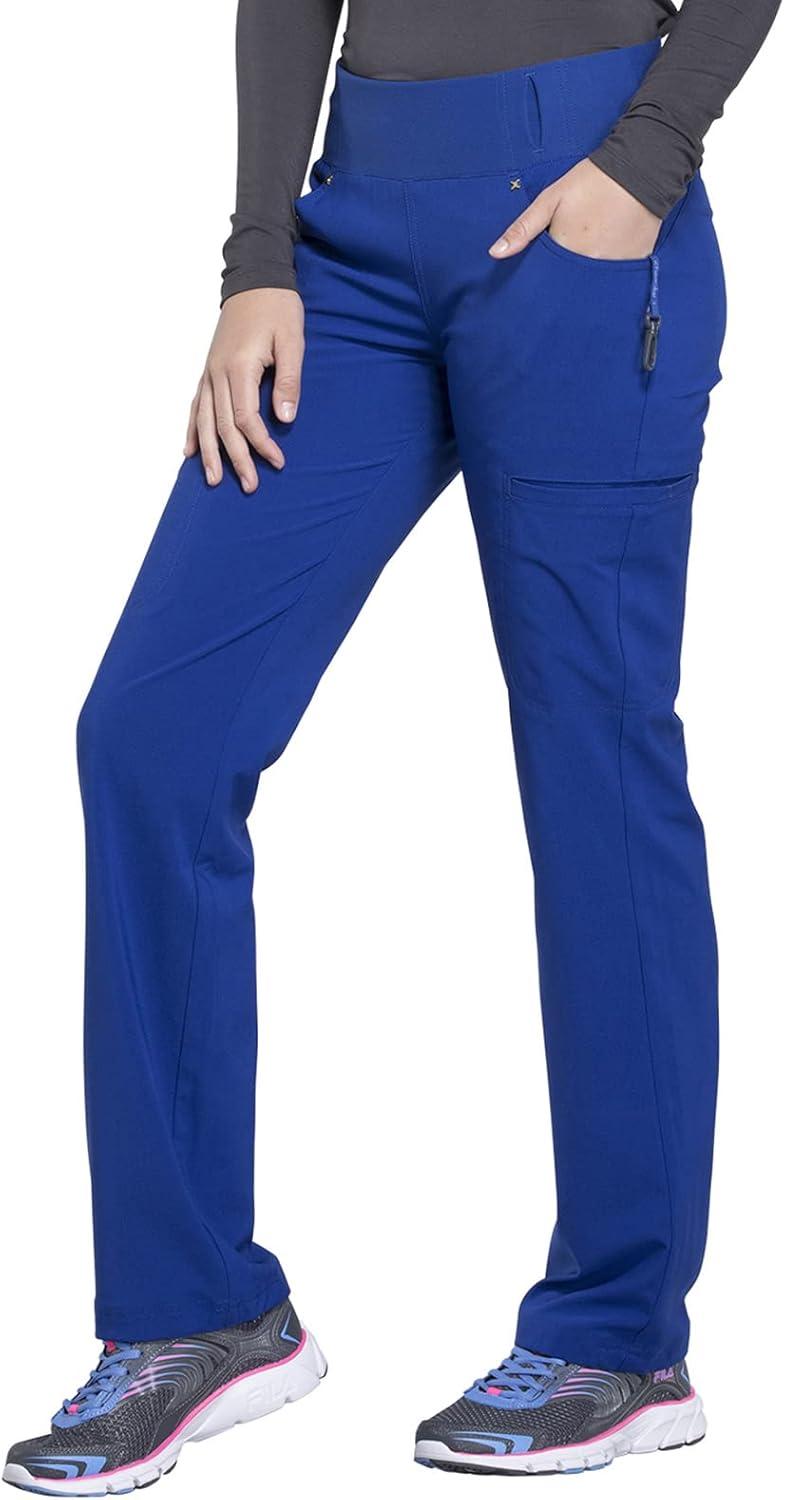 imageCherokee Scrubs for Women Mid Rise Straight Leg Scrub Pants For Women Pullon Bottoms with 6 Pockets amp 360 Stretch CK002Galaxy Blue