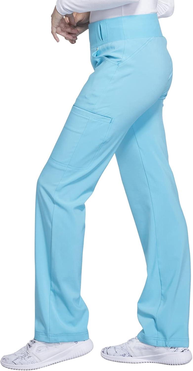 imageCherokee Scrubs for Women Mid Rise Straight Leg Scrub Pants For Women Pullon Bottoms with 6 Pockets amp 360 Stretch CK002Turquoise