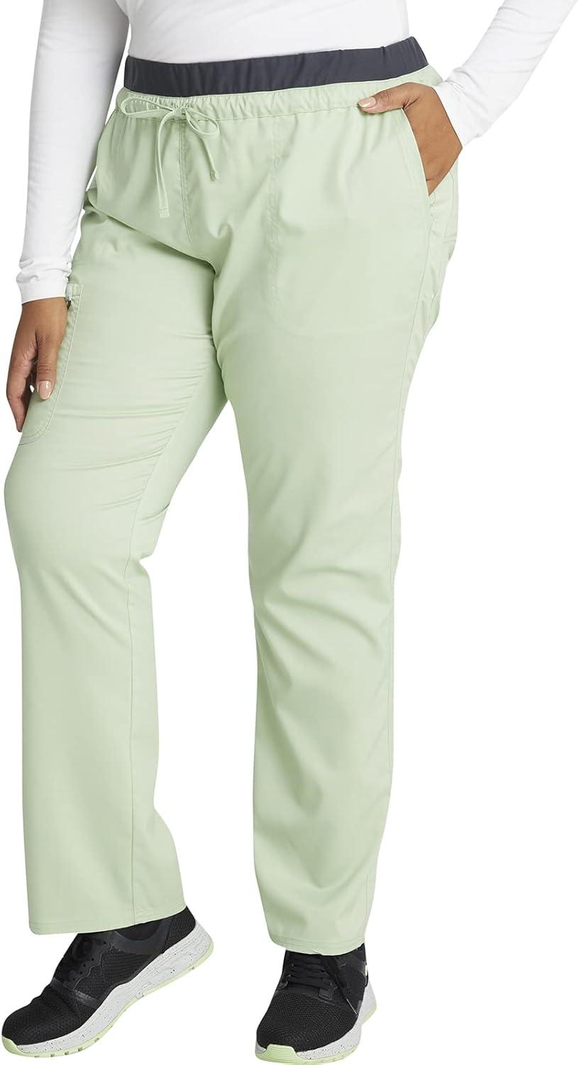 imageCherokee Scrubs for Women Mid Rise Tapered Leg Drawstring Pant with 5 Pockets Cargo Bottom with 2 Way Stretch Fabric WW105Cucumber
