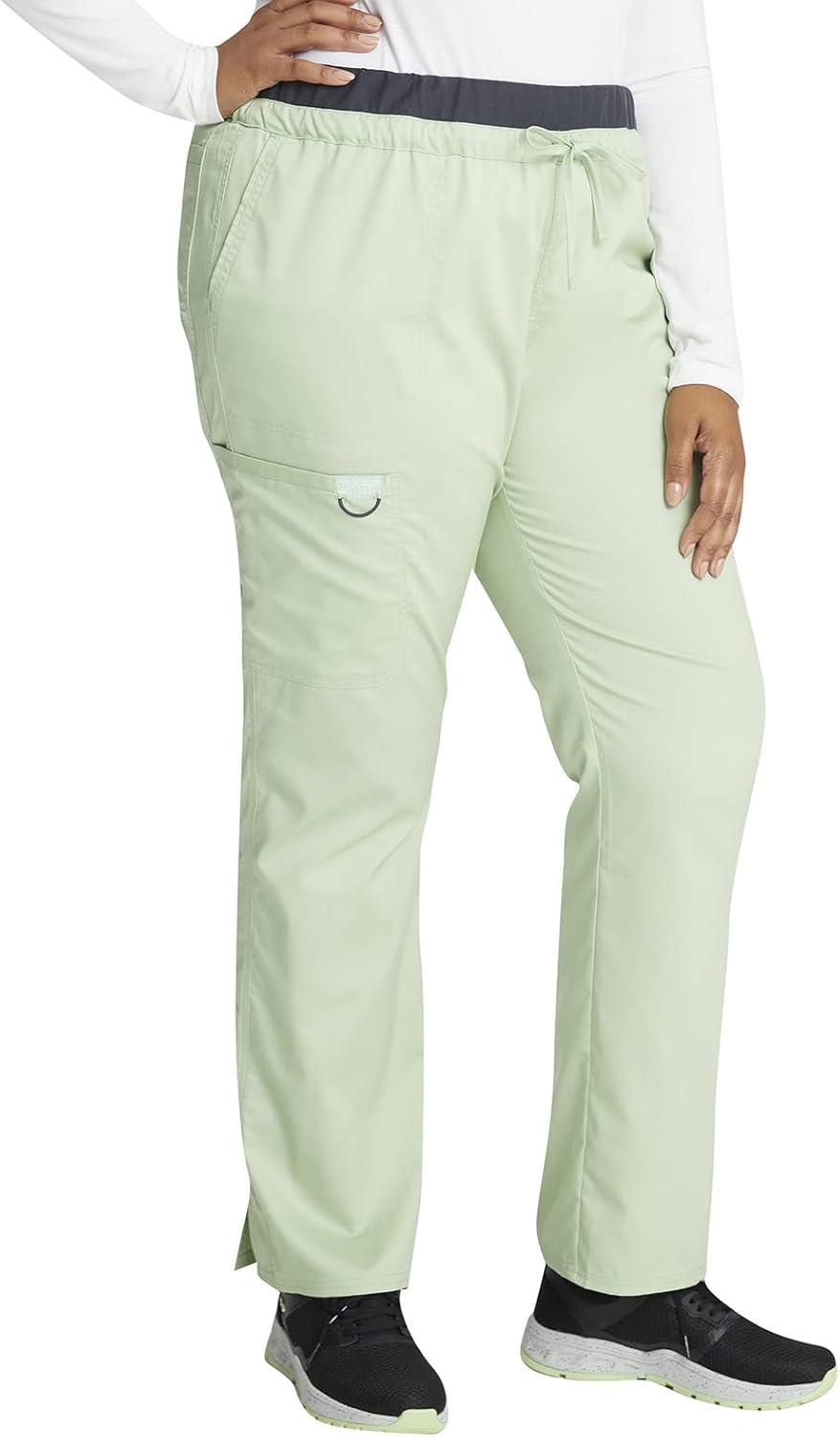 imageCherokee Scrubs for Women Mid Rise Tapered Leg Drawstring Pant with 5 Pockets Cargo Bottom with 2 Way Stretch Fabric WW105Cucumber