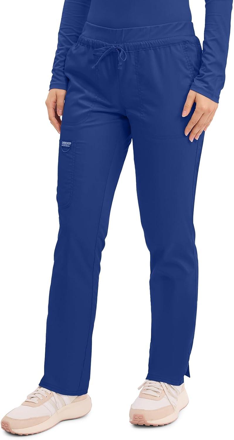 imageCherokee Scrubs for Women Mid Rise Tapered Leg Drawstring Pant with 5 Pockets Cargo Bottom with 2 Way Stretch Fabric WW105Galaxy Blue