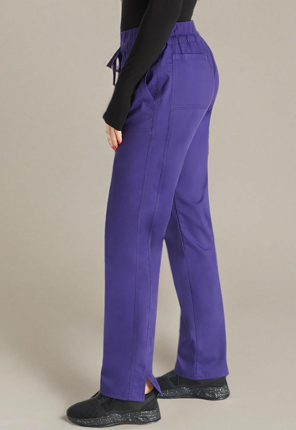 imageCherokee Scrubs for Women Mid Rise Tapered Leg Drawstring Pant with 5 Pockets Cargo Bottom with 2 Way Stretch Fabric WW105Grape