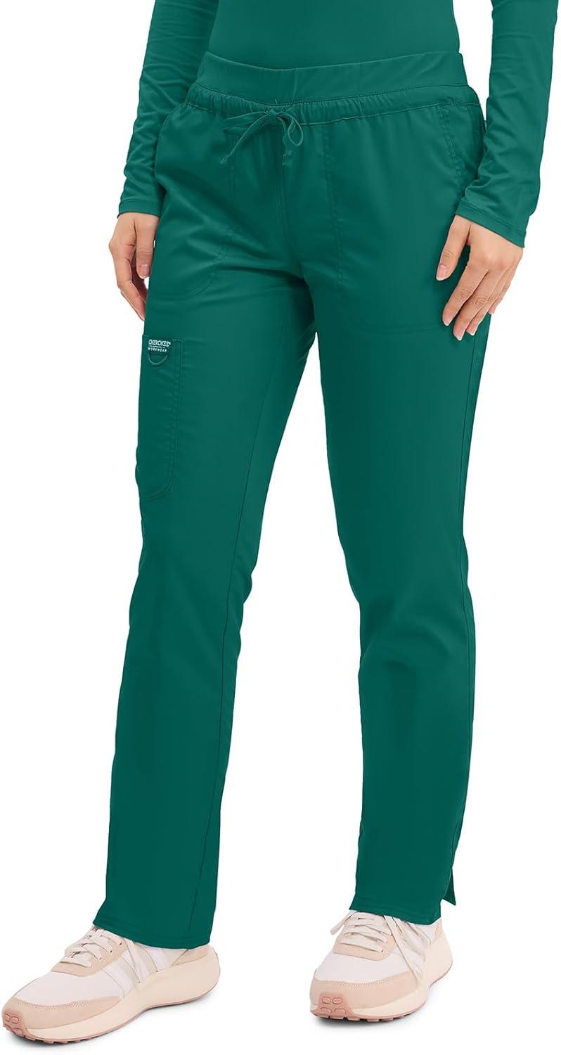 imageCherokee Scrubs for Women Mid Rise Tapered Leg Drawstring Pant with 5 Pockets Cargo Bottom with 2 Way Stretch Fabric WW105Hunter Green