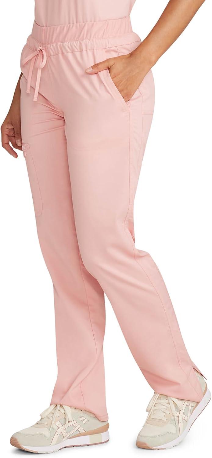imageCherokee Scrubs for Women Mid Rise Tapered Leg Drawstring Pant with 5 Pockets Cargo Bottom with 2 Way Stretch Fabric WW105Pink Essence