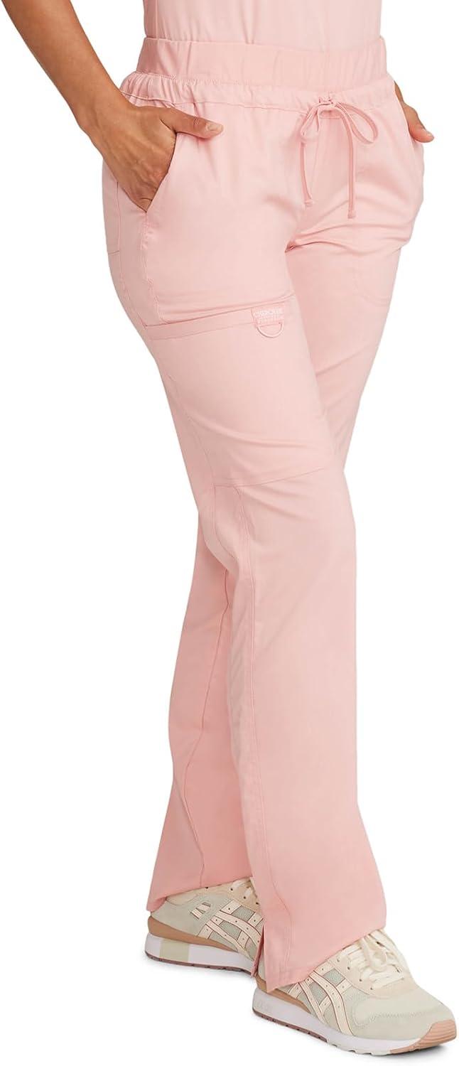 imageCherokee Scrubs for Women Mid Rise Tapered Leg Drawstring Pant with 5 Pockets Cargo Bottom with 2 Way Stretch Fabric WW105Pink Essence