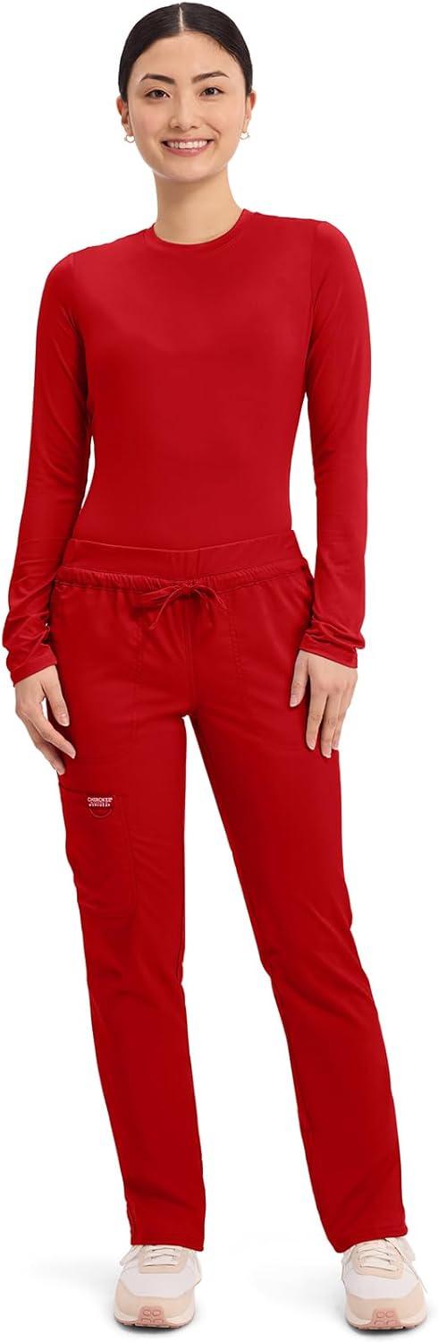 imageCherokee Scrubs for Women Mid Rise Tapered Leg Drawstring Pant with 5 Pockets Cargo Bottom with 2 Way Stretch Fabric WW105Red