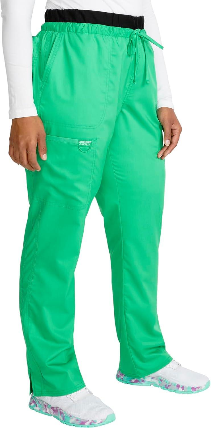 imageCherokee Scrubs for Women Mid Rise Tapered Leg Drawstring Pant with 5 Pockets Cargo Bottom with 2 Way Stretch Fabric WW105Sparkling Jade