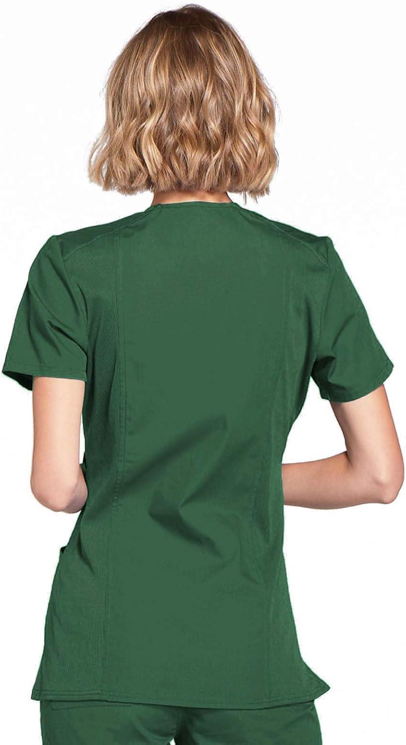 imageCherokee Scrubs for Women Mock Wrap Nursing Scrub Top with 3 Pockets Side Vent amp Stretch Back Panels Medical Uniform WW650Hunter