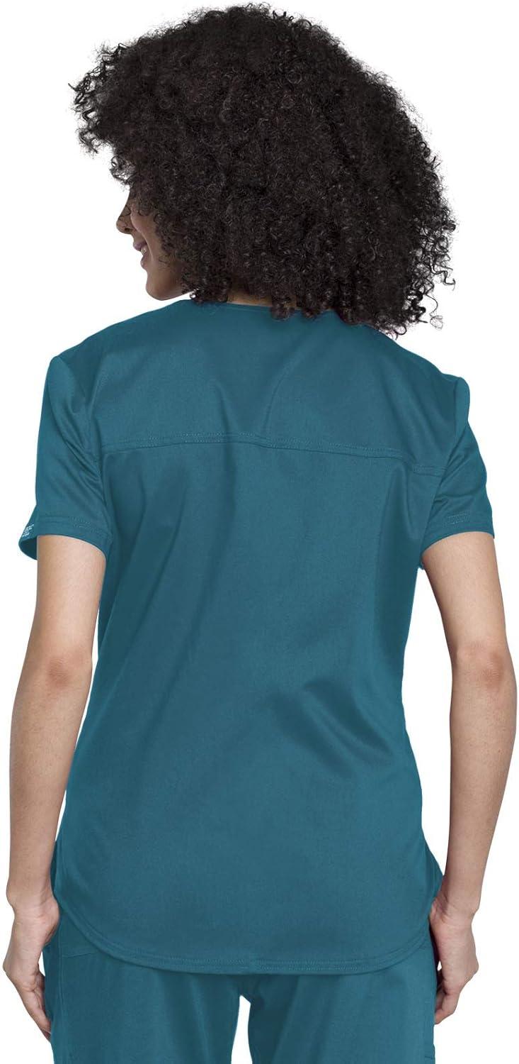 imageCherokee Scrubs for Women Tuckable VNeck OR Scrub Top with Chest PocketSoft StretchEasy Care Medical Uniform WW657Caribbean Blue