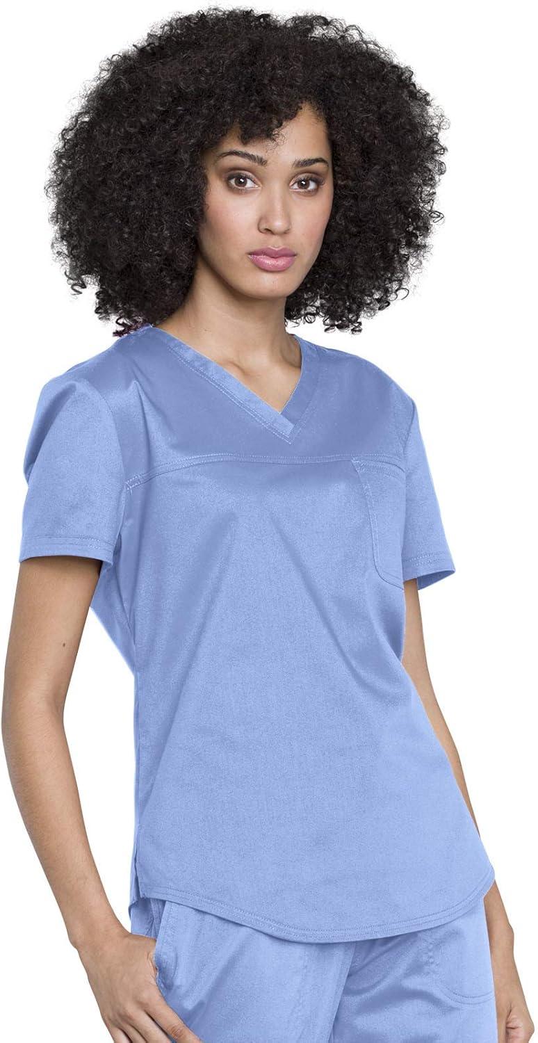 imageCherokee Scrubs for Women Tuckable VNeck OR Scrub Top with Chest PocketSoft StretchEasy Care Medical Uniform WW657Ciel