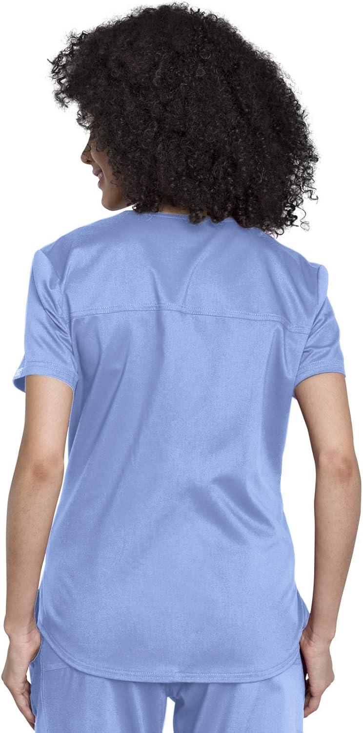 imageCherokee Scrubs for Women Tuckable VNeck OR Scrub Top with Chest PocketSoft StretchEasy Care Medical Uniform WW657Ciel