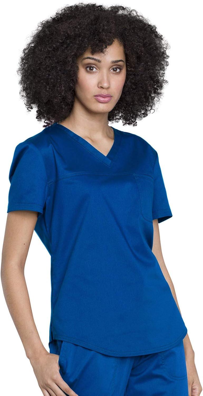 imageCherokee Scrubs for Women Tuckable VNeck OR Scrub Top with Chest PocketSoft StretchEasy Care Medical Uniform WW657Royal