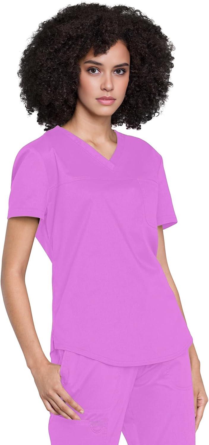 imageCherokee Scrubs for Women Tuckable VNeck OR Scrub Top with Chest PocketSoft StretchEasy Care Medical Uniform WW657Sweet Berry