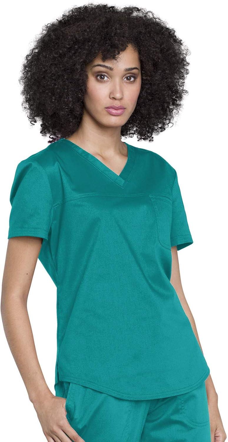 imageCherokee Scrubs for Women Tuckable VNeck OR Scrub Top with Chest PocketSoft StretchEasy Care Medical Uniform WW657Teal Blue