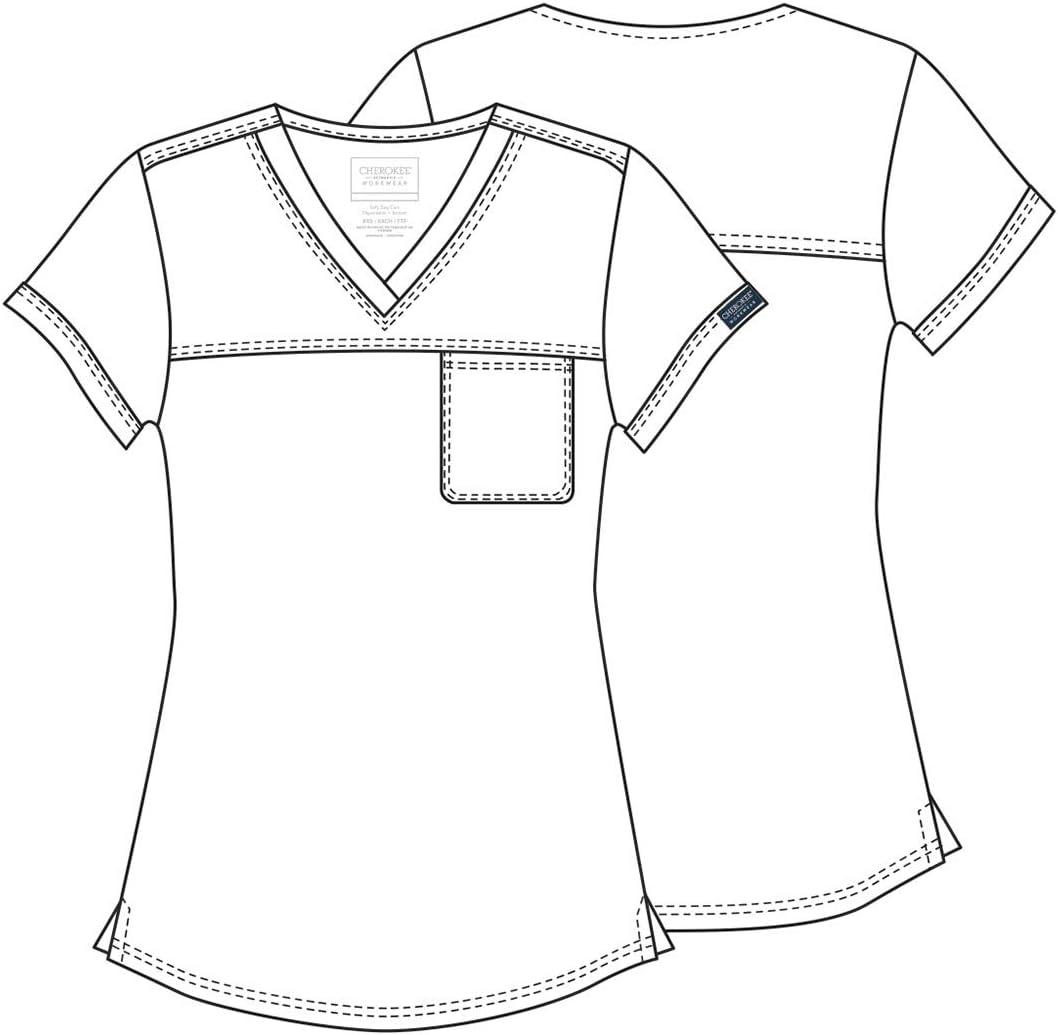imageCherokee Scrubs for Women Tuckable VNeck OR Scrub Top with Chest PocketSoft StretchEasy Care Medical Uniform WW657Wine