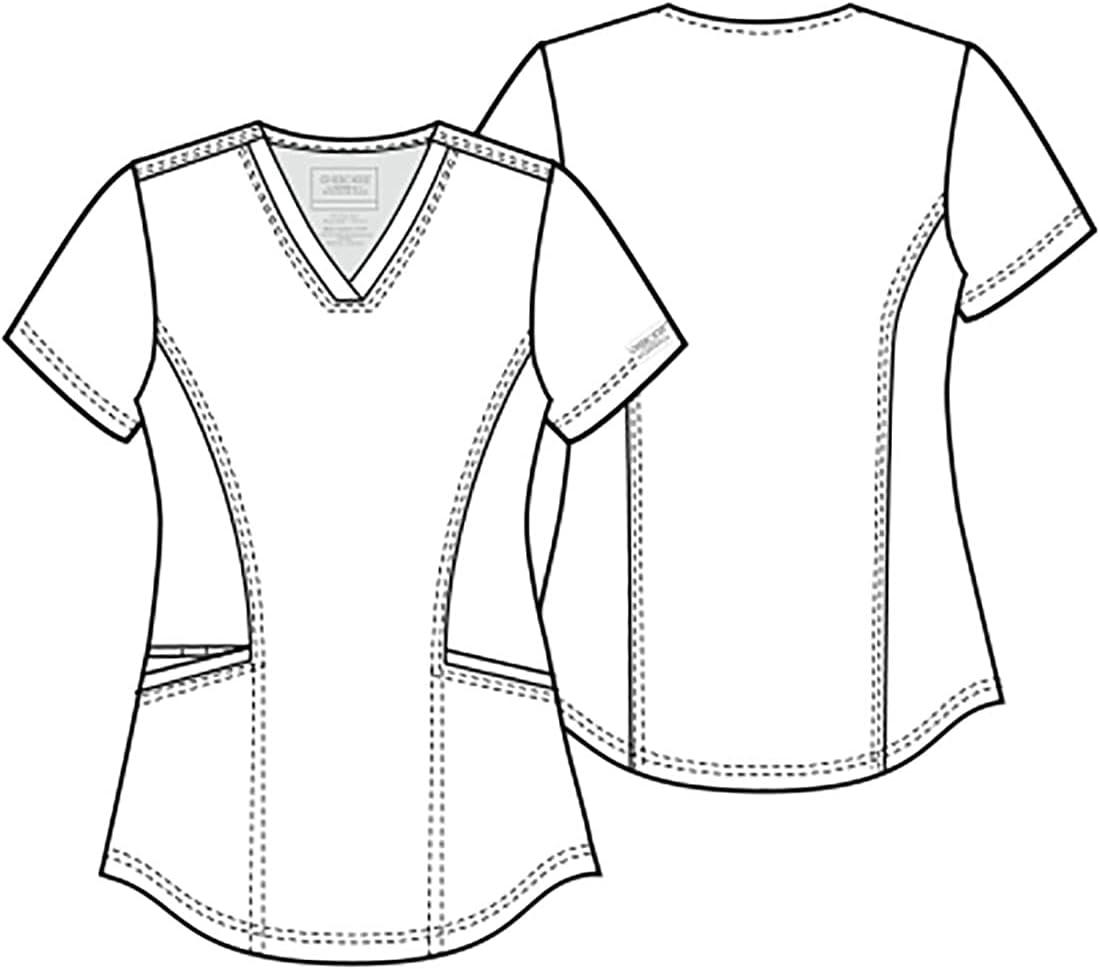 imageCherokee Scrubs for Women VNeck Scrub Top with 2 Pockets Ultra Soft Stretch Durable Easy Care Medical Uniform WW612Pewter
