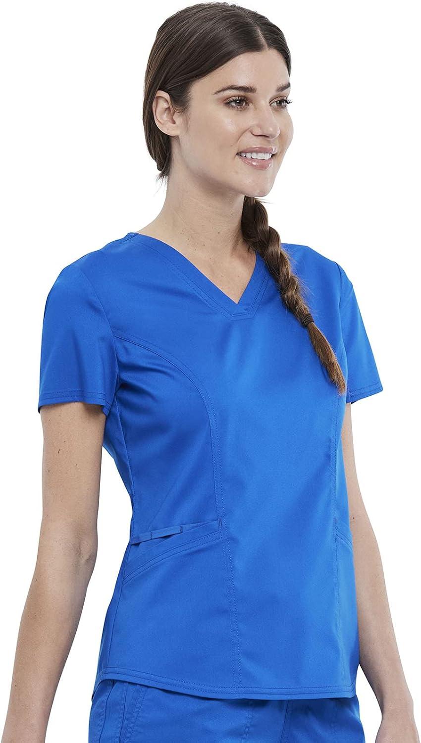 imageCherokee Scrubs for Women VNeck Scrub Top with 2 Pockets Ultra Soft Stretch Durable Easy Care Medical Uniform WW612Royal