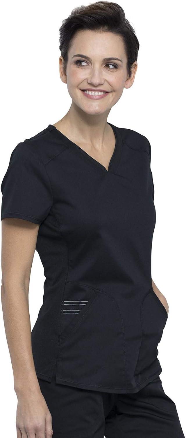 imageCherokee Scrubs for Women VNeck Scrub Top with 2 PocketsMesh Panels Soft Stretch Durable Easy Care Nursing Uniform WW601Black