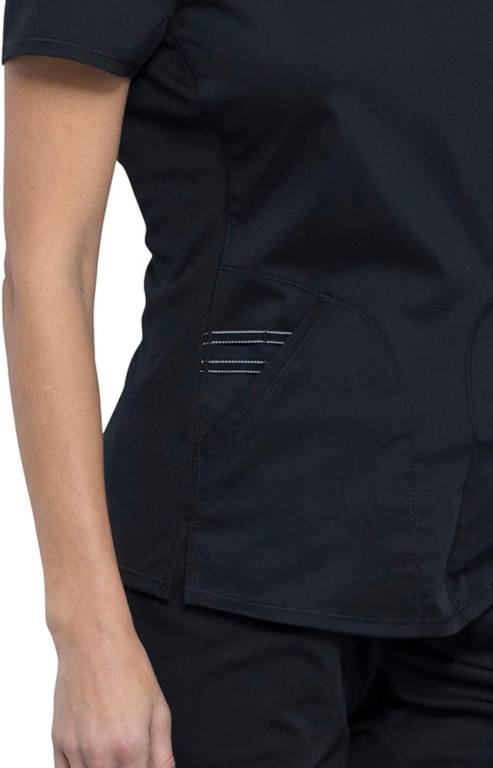 imageCherokee Scrubs for Women VNeck Scrub Top with 2 PocketsMesh Panels Soft Stretch Durable Easy Care Nursing Uniform WW601Black