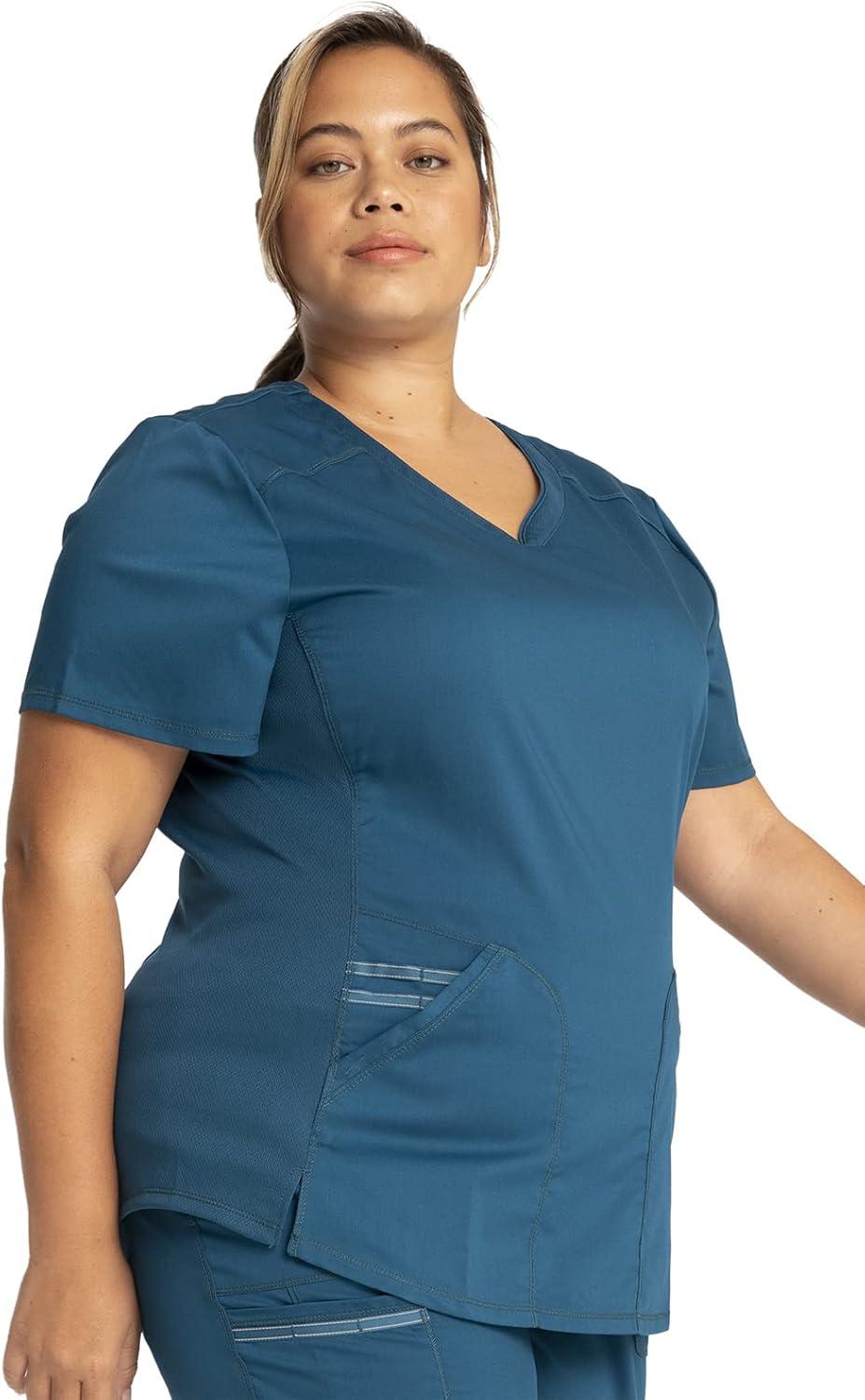 imageCherokee Scrubs for Women VNeck Scrub Top with 2 PocketsMesh Panels Soft Stretch Durable Easy Care Nursing Uniform WW601Caribbean Blue