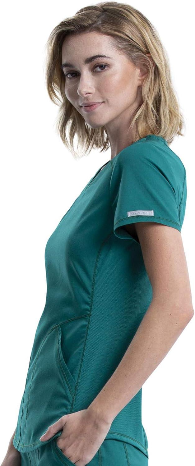 imageCherokee Scrubs for Women VNeck Scrub Top with 2 PocketsMesh Panels Soft Stretch Durable Easy Care Nursing Uniform WW601Hunter Green