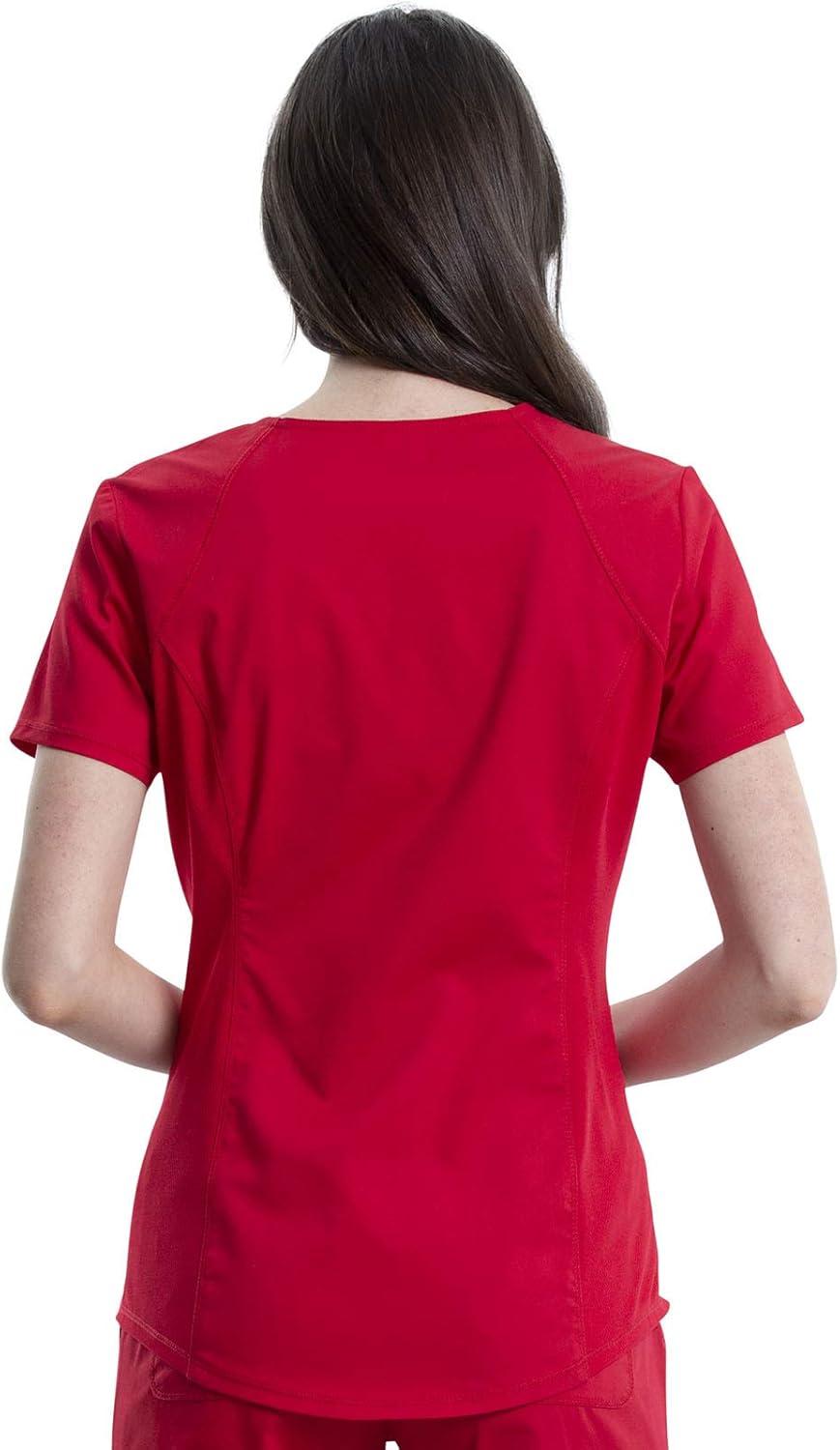 imageCherokee Scrubs for Women VNeck Scrub Top with 2 PocketsMesh Panels Soft Stretch Durable Easy Care Nursing Uniform WW601Red