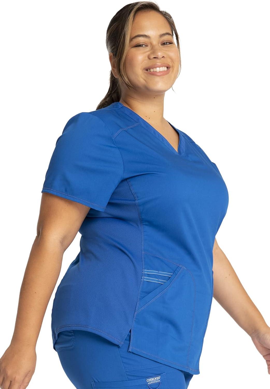 imageCherokee Scrubs for Women VNeck Scrub Top with 2 PocketsMesh Panels Soft Stretch Durable Easy Care Nursing Uniform WW601Royal