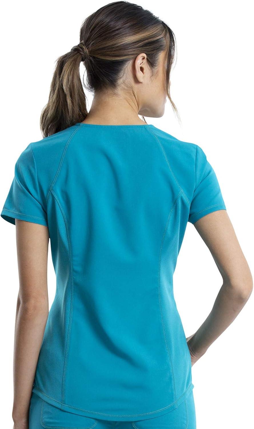 imageCherokee Scrubs for Women VNeck Scrub Top with 2 PocketsMesh Panels Soft Stretch Durable Easy Care Nursing Uniform WW601Teal Blue