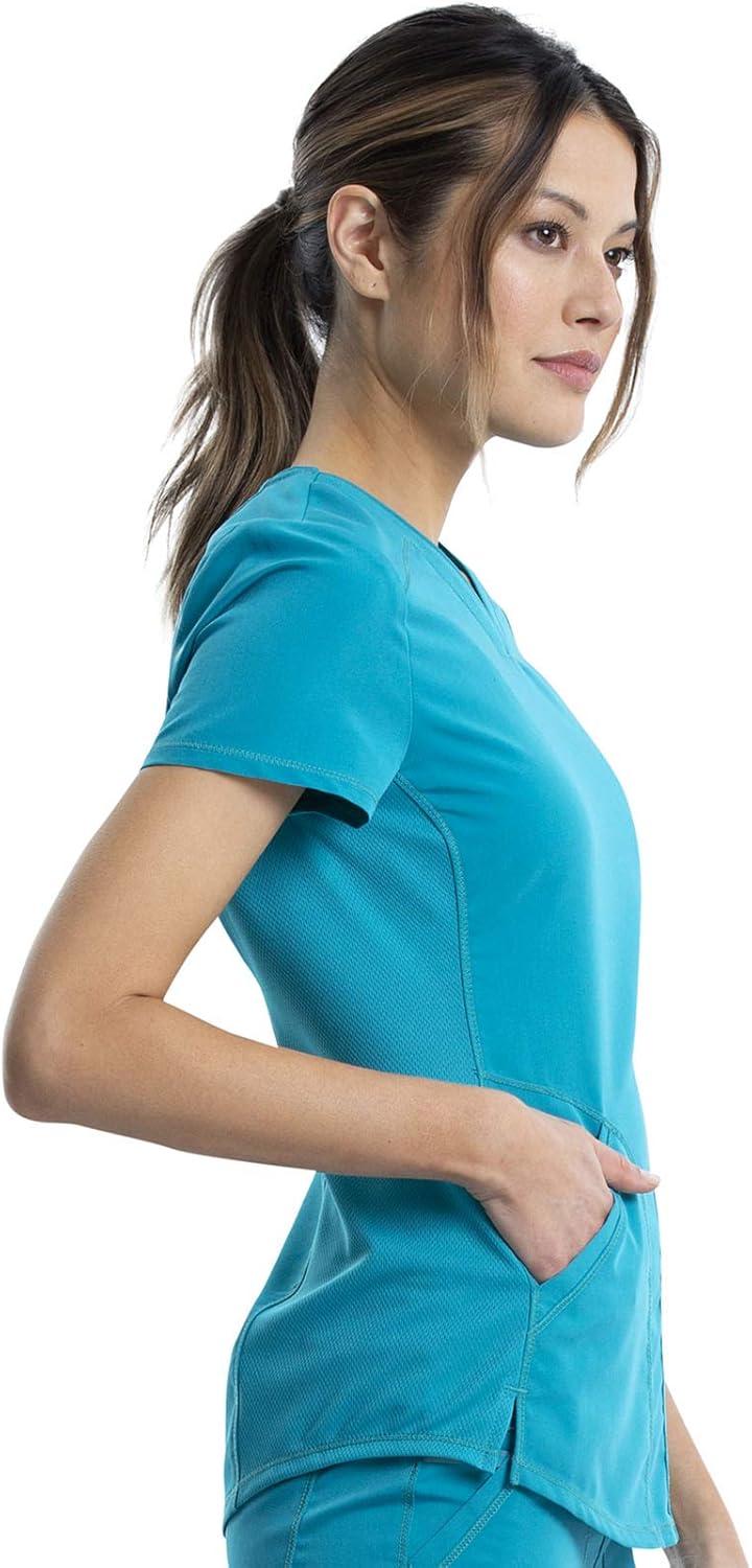 imageCherokee Scrubs for Women VNeck Scrub Top with 2 PocketsMesh Panels Soft Stretch Durable Easy Care Nursing Uniform WW601Teal Blue