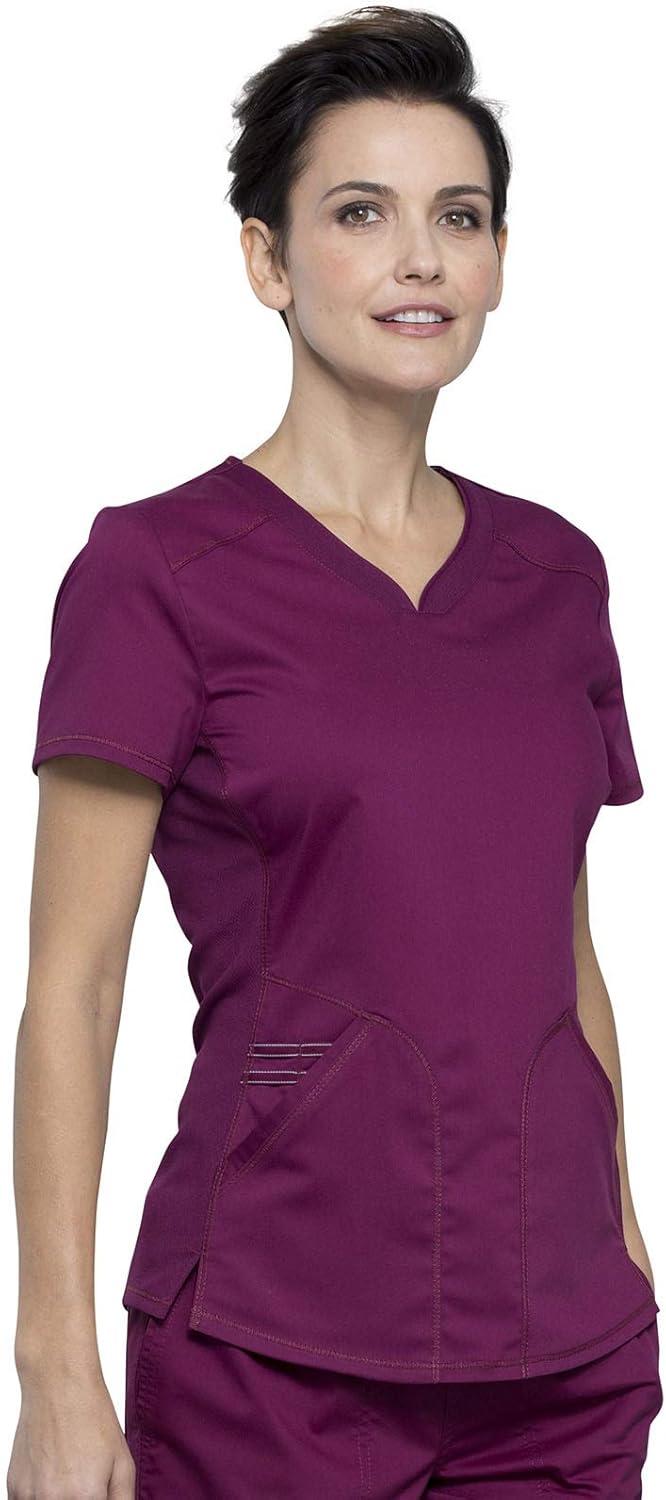imageCherokee Scrubs for Women VNeck Scrub Top with 2 PocketsMesh Panels Soft Stretch Durable Easy Care Nursing Uniform WW601Wine