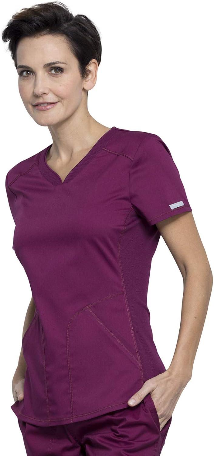 imageCherokee Scrubs for Women VNeck Scrub Top with 2 PocketsMesh Panels Soft Stretch Durable Easy Care Nursing Uniform WW601Wine
