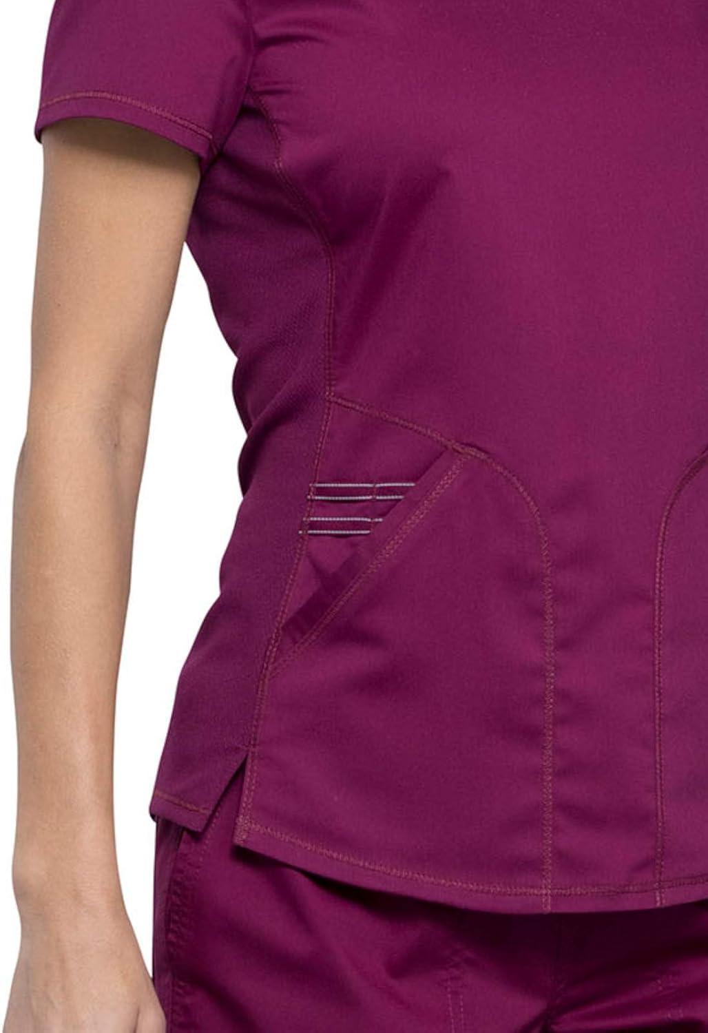 imageCherokee Scrubs for Women VNeck Scrub Top with 2 PocketsMesh Panels Soft Stretch Durable Easy Care Nursing Uniform WW601Wine