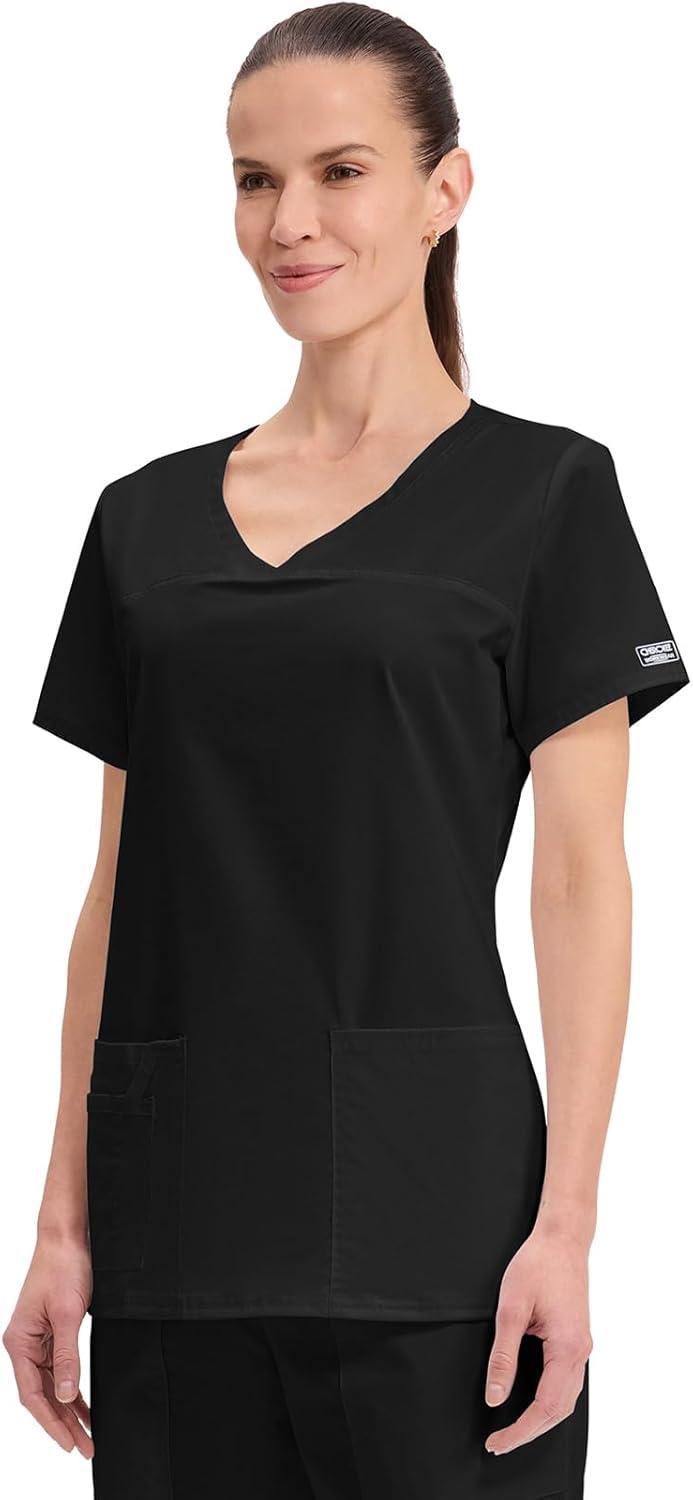 imageCherokee Scrubs for Women VNeck Scrub Top with 3 Pockets Stretchy Durable Breathable Easy Care Medical Uniform 4727Black