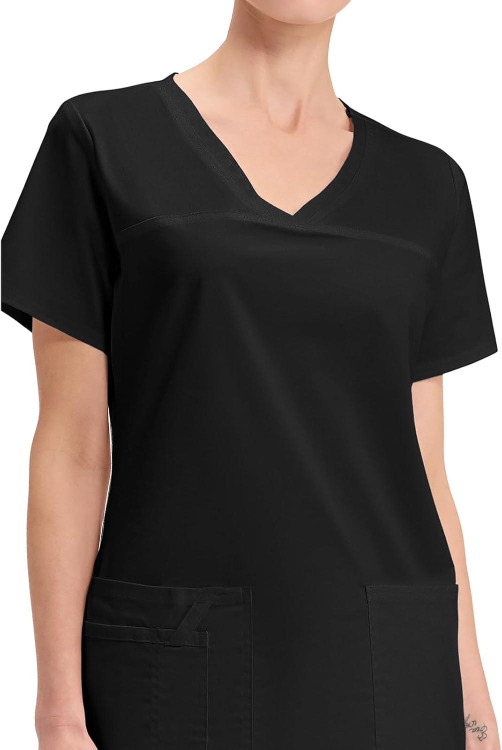 imageCherokee Scrubs for Women VNeck Scrub Top with 3 Pockets Stretchy Durable Breathable Easy Care Medical Uniform 4727Black