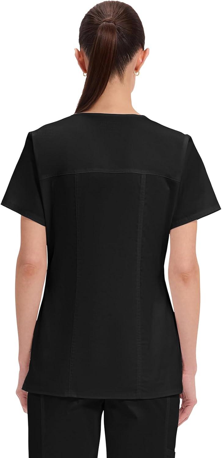 imageCherokee Scrubs for Women VNeck Scrub Top with 3 Pockets Stretchy Durable Breathable Easy Care Medical Uniform 4727Black