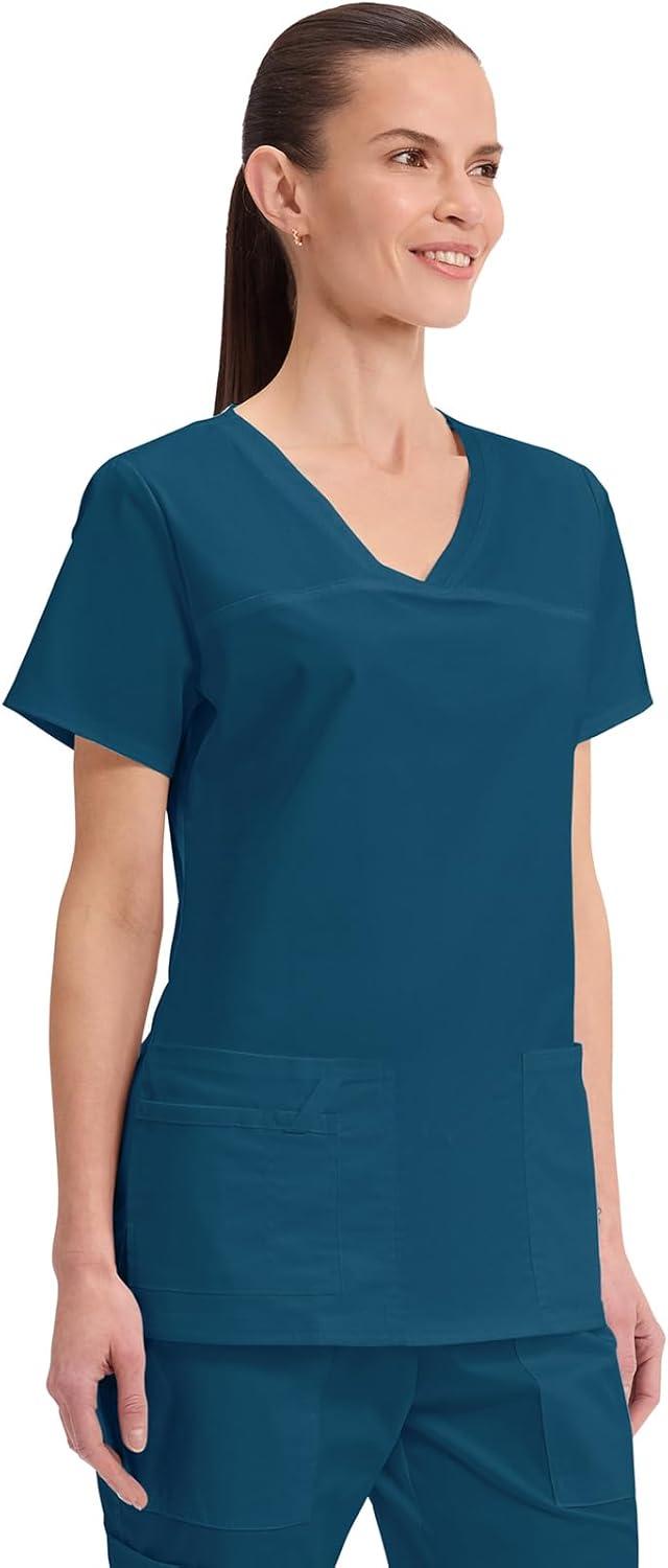 imageCherokee Scrubs for Women VNeck Scrub Top with 3 Pockets Stretchy Durable Breathable Easy Care Medical Uniform 4727Caribbean Blue