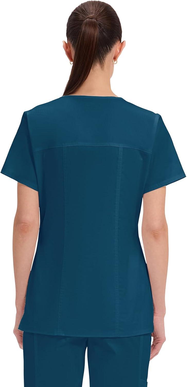 imageCherokee Scrubs for Women VNeck Scrub Top with 3 Pockets Stretchy Durable Breathable Easy Care Medical Uniform 4727Caribbean Blue