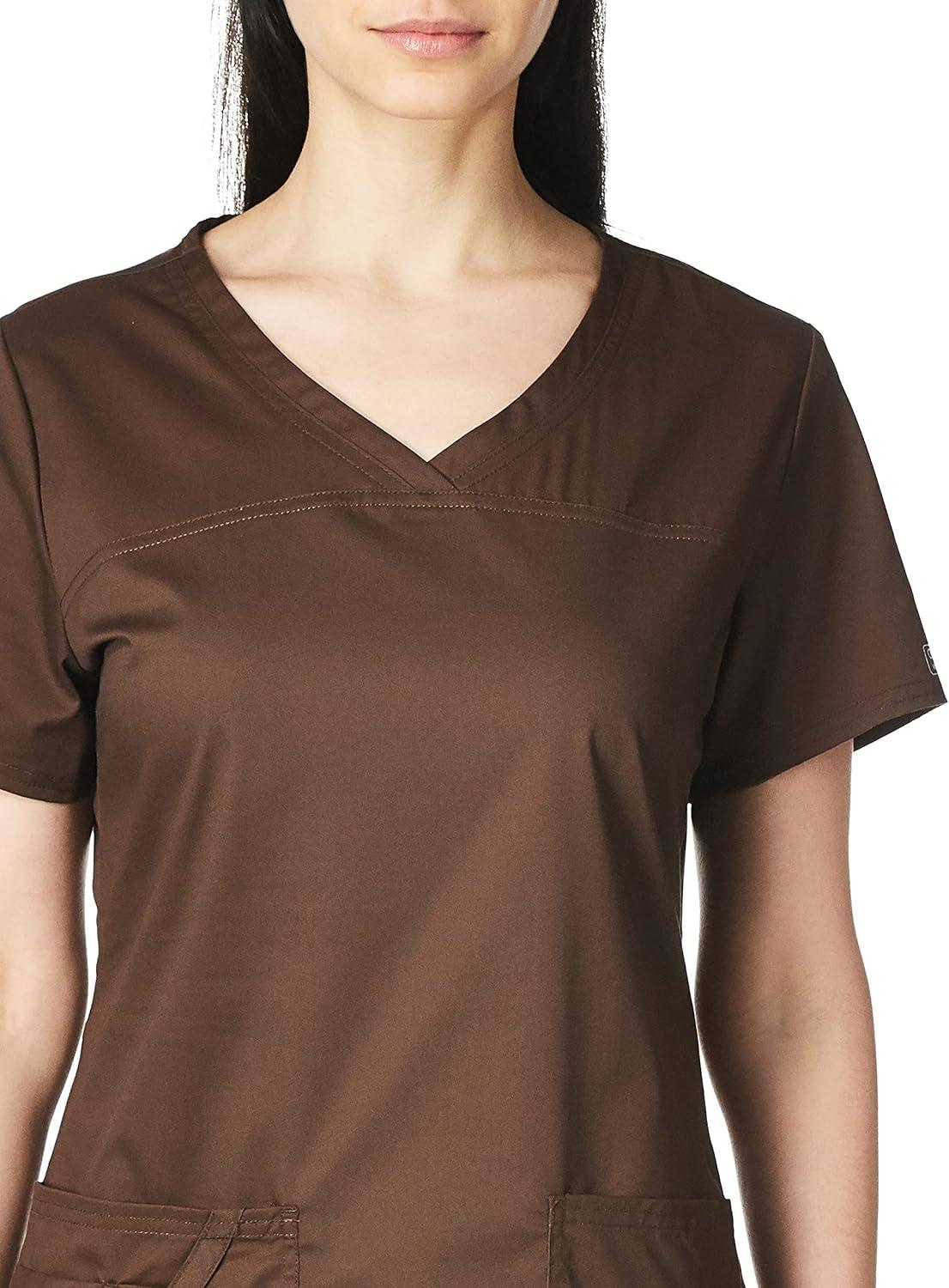 imageCherokee Scrubs for Women VNeck Scrub Top with 3 Pockets Stretchy Durable Breathable Easy Care Medical Uniform 4727Chocolate