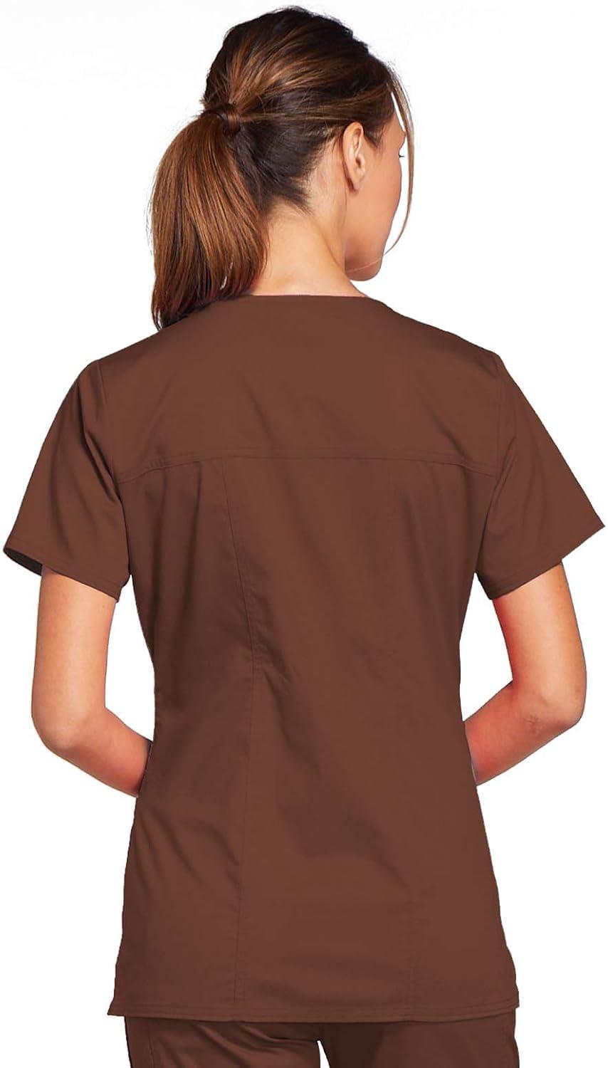 imageCherokee Scrubs for Women VNeck Scrub Top with 3 Pockets Stretchy Durable Breathable Easy Care Medical Uniform 4727Chocolate