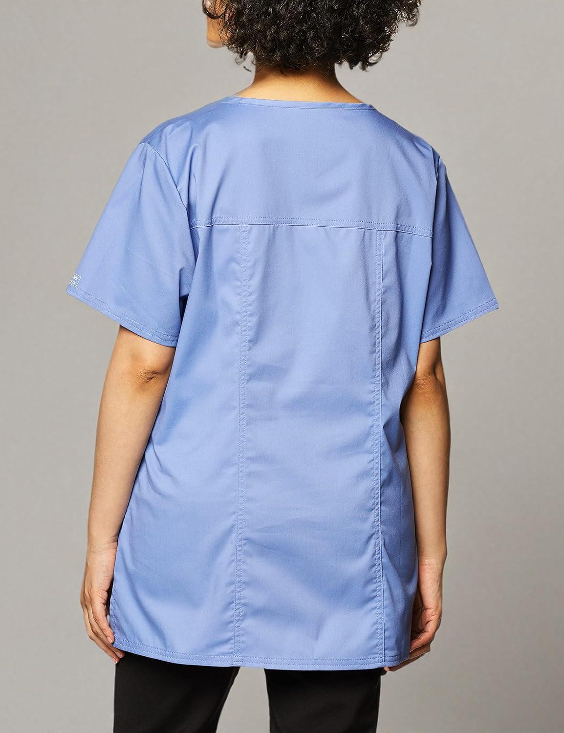 imageCherokee Scrubs for Women VNeck Scrub Top with 3 Pockets Stretchy Durable Breathable Easy Care Medical Uniform 4727Ciel
