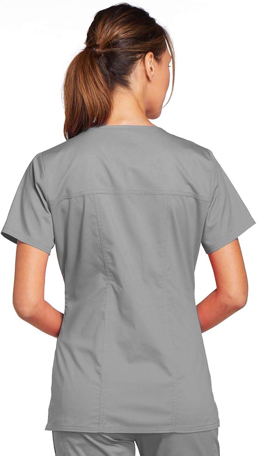 imageCherokee Scrubs for Women VNeck Scrub Top with 3 Pockets Stretchy Durable Breathable Easy Care Medical Uniform 4727Grey