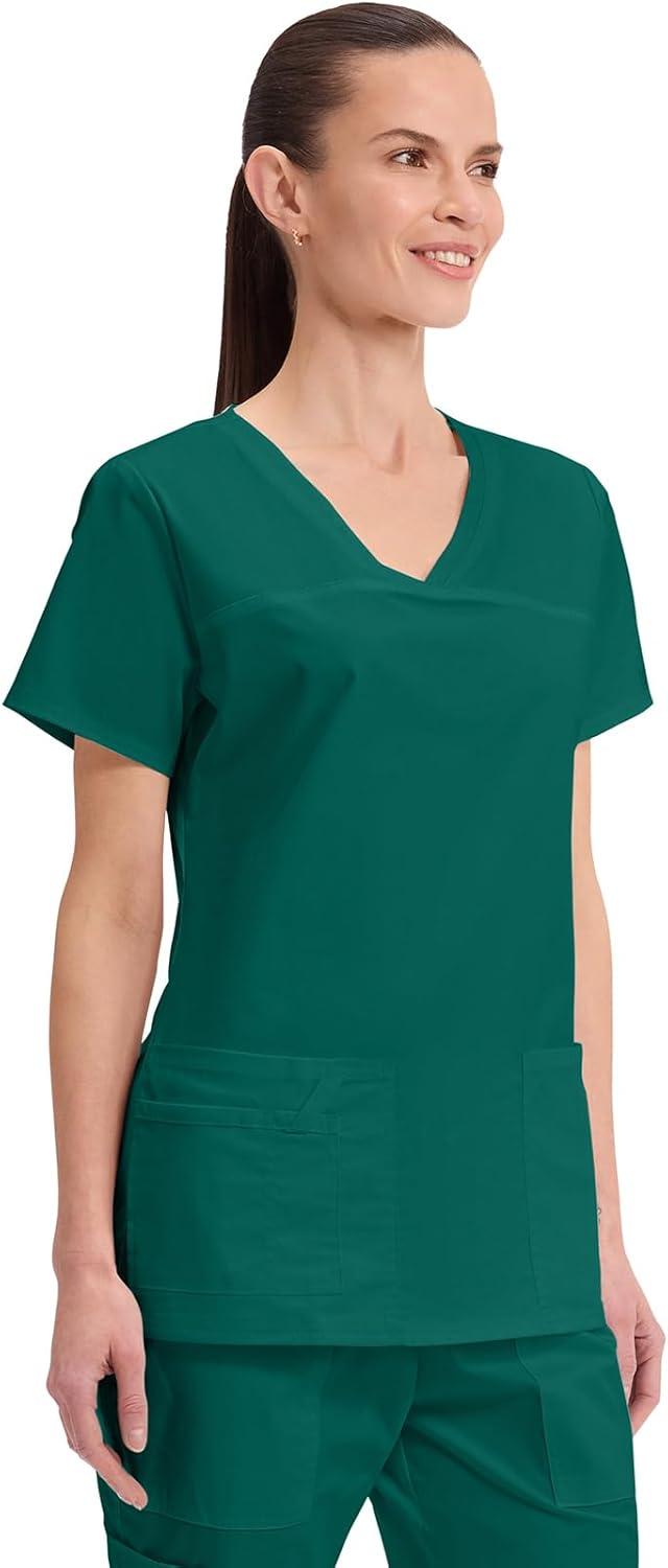 imageCherokee Scrubs for Women VNeck Scrub Top with 3 Pockets Stretchy Durable Breathable Easy Care Medical Uniform 4727Hunter